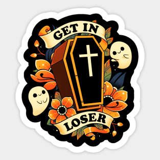 Get In Loser! - Cute Ghost Coffin Sticker